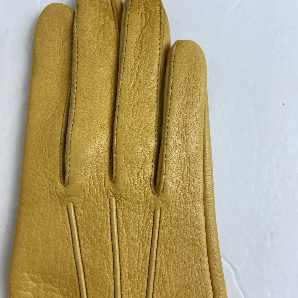 Vintage Leather Yellow Gloves Size 6.5 Wickmans